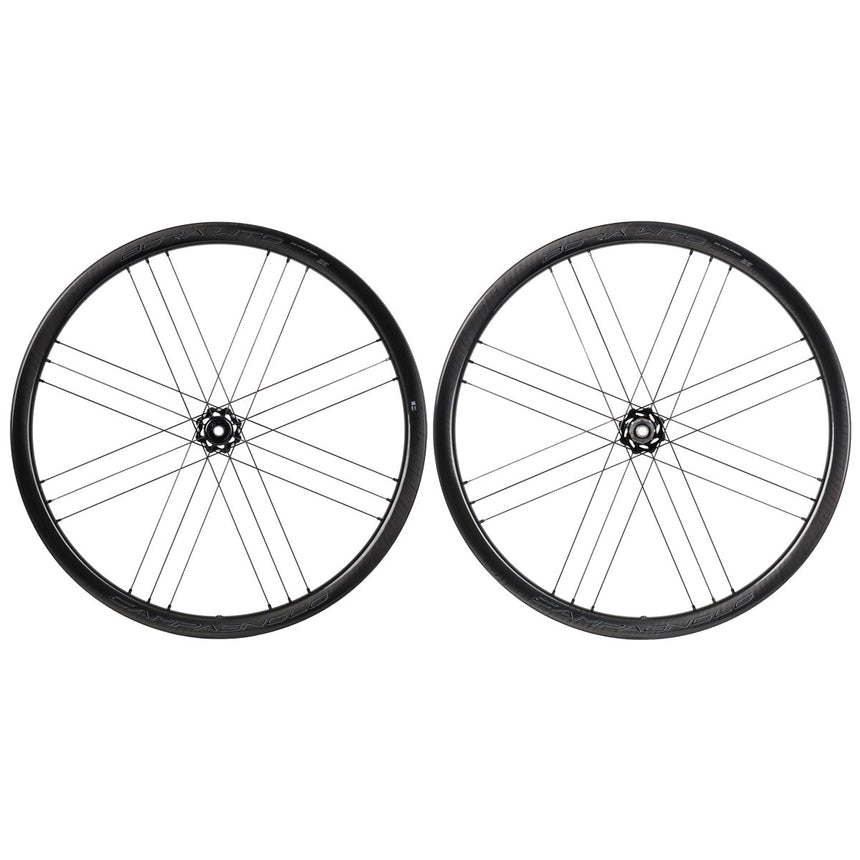 Campagnolo Bora WTO 33 DB Laufradsatz - 28" | Carbon | 2-Way Fit | AFS - 12x100mm | 12x142mm - ED | Dark Shimano 10/11/12-fach VR + HR