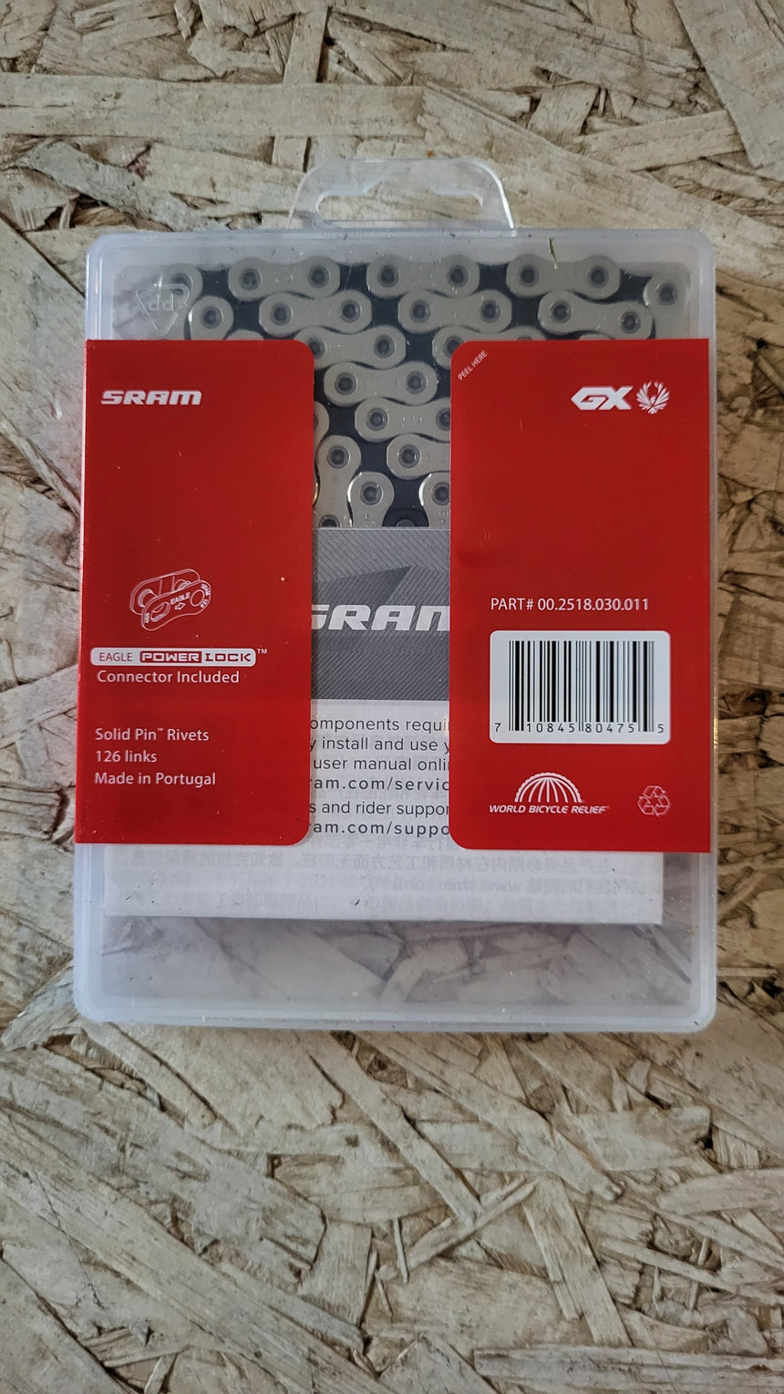 Sram Kette 12-fach PC GX Eagle Schaltungskette SolidPin, 126 Glieder 12-fach, Power-Lock, si/sw.