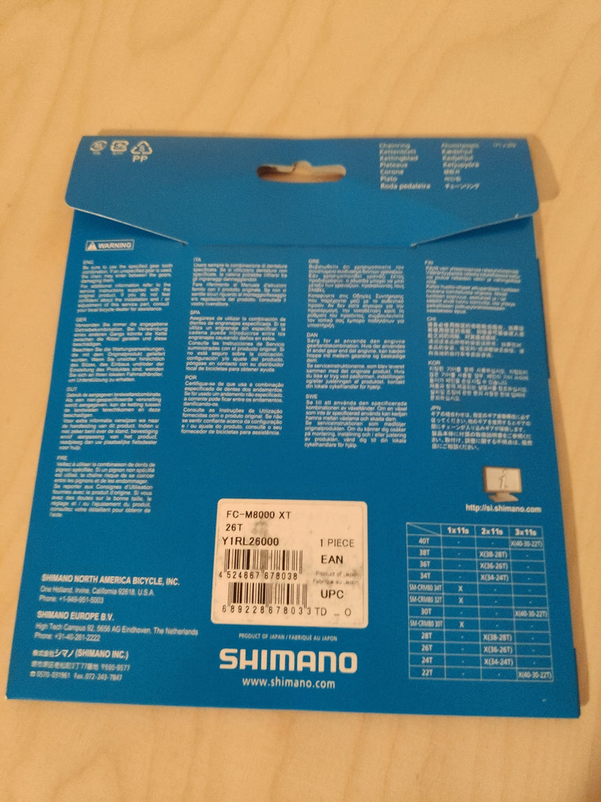 Shimano Deore XT FC-M8000 Kettenblatt 2x11-fach 26Z für 36Z