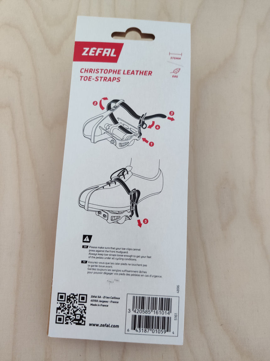 Pedalriemen Paar Zefal Christophe 516, schwarz, 370mm, Leder