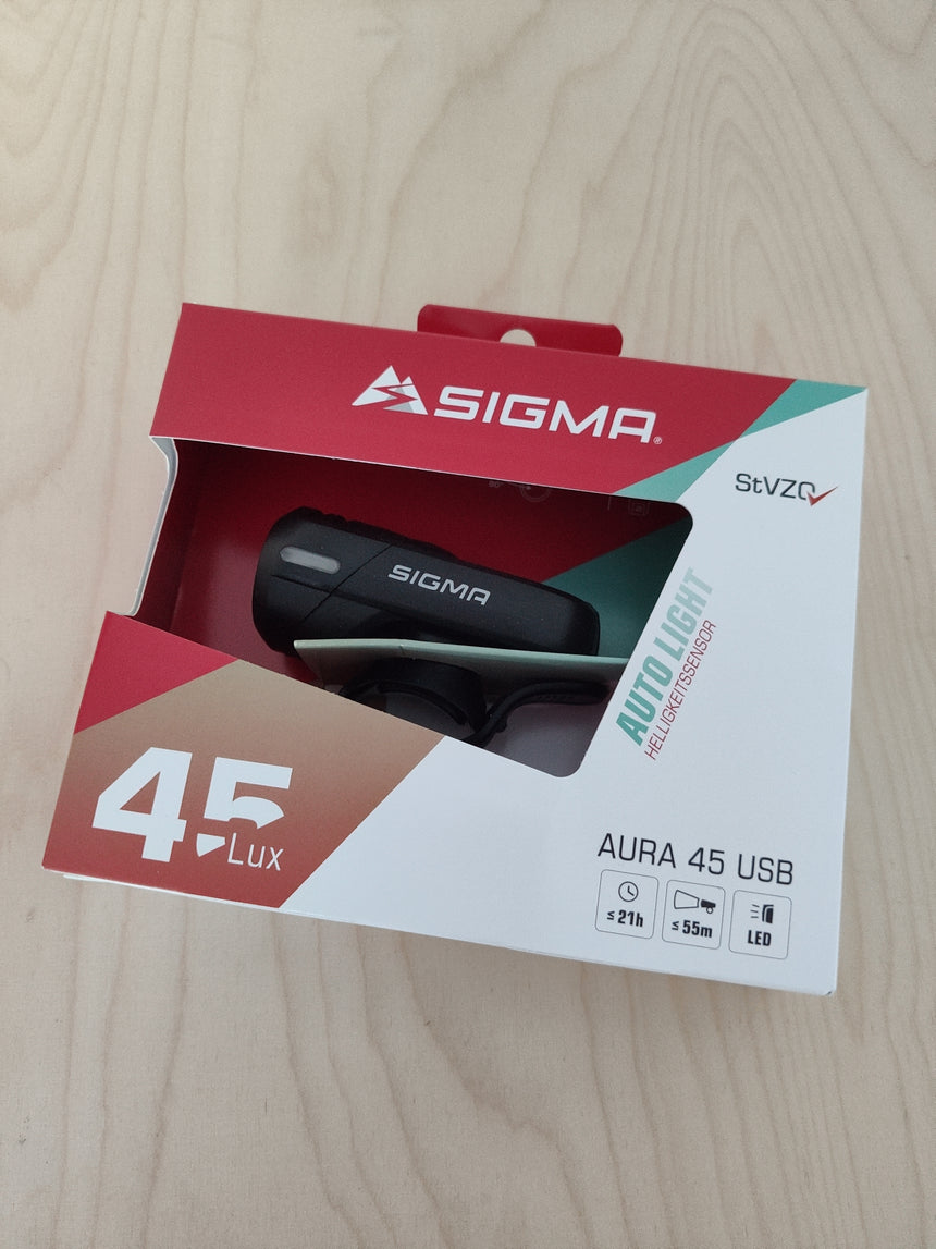 LED-Akku-Frontleuchte Sigma Aura 45 USB, 45 Lux