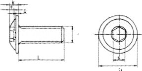 M5x16 mm Linsenkopfschraube + Flansch A4 ISO 7380-2 (Antrieb 3 mm Innensechskant)